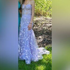 Prom Dress Purple Strapless Gown